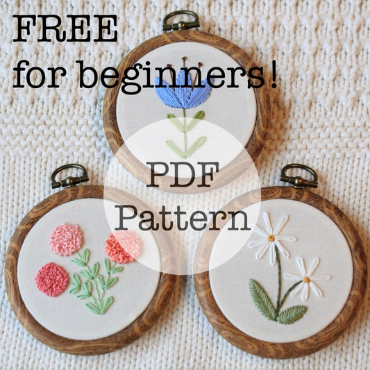 FREE Beginner PDF Embroidery Patterns: Mini Floral Trio