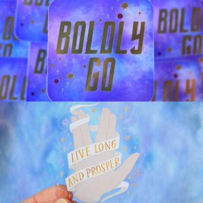 Star Trek, Boldly Go, Live Long Vinyl Stickers