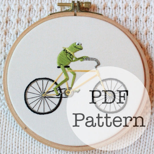 PDF Embroidery Pattern: Bicycle Kermit