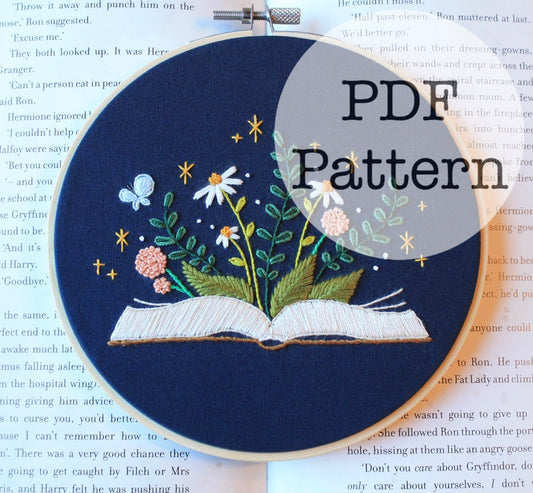 PDF Embroidery Pattern: Books are Magic