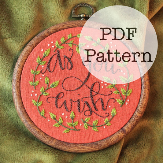 PDF Embroidery Pattern: As You Wish, Princess Bride