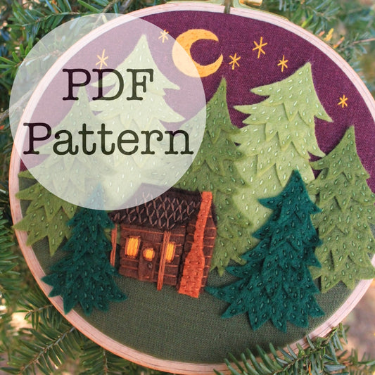 PDF Embroidery Pattern: Cabin in the Pines