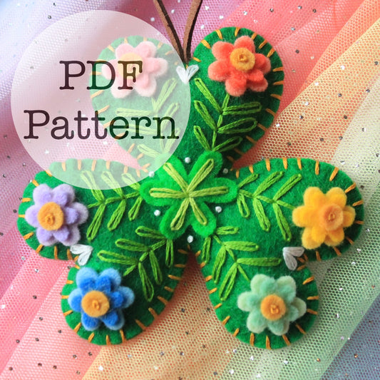 PDF Embroidery Pattern: Felt Shamrock Ornament, St Patrick's Day