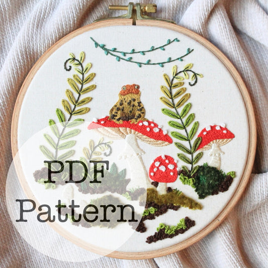 PDF Embroidery Pattern: Happy Toad