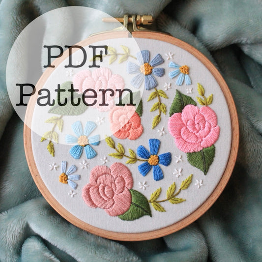 PDF Embroidery Pattern: Flower Waltz