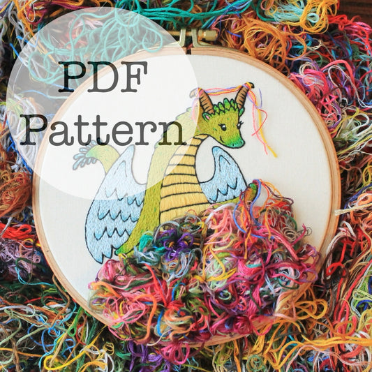 PDF Embroidery Pattern: Flossie the Thread-Hoarding Dragon