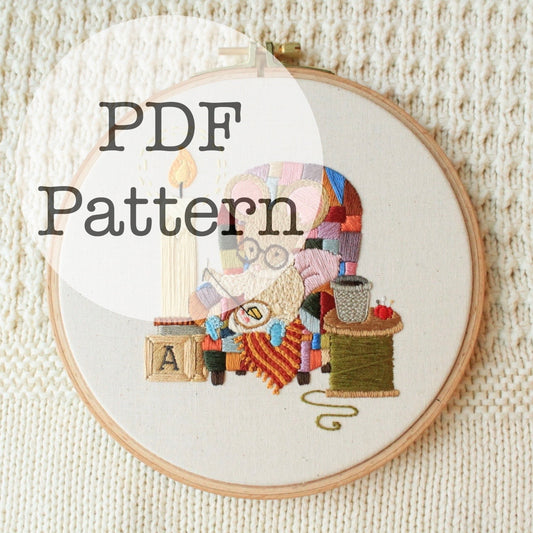PDF Embroidery Pattern: Pip the Cozy Stitching Mouse
