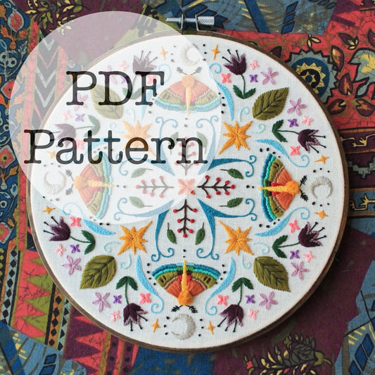 PDF Embroidery Pattern: Moth Mandala