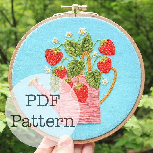 PDF Embroidery Pattern: Strawberry Plant