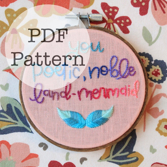 PDF Embroidery Pattern: You Poetic Noble Land-Mermaid, Leslie Knope