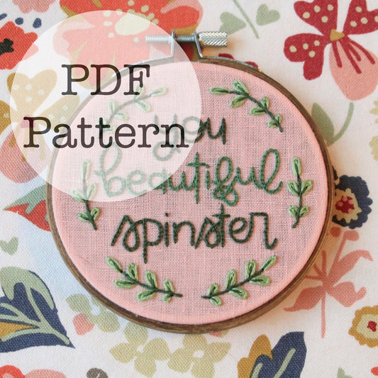 PDF Embroidery Pattern: You Beautiful Spinster, Leslie Knope