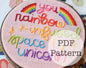 PDF Embroidery Pattern: You Rainbow-Infused Space Unicorn, Leslie Knope