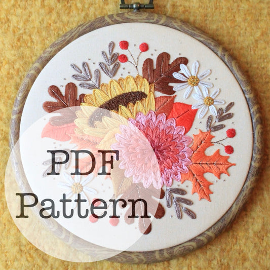 PDF Embroidery Pattern: Autumn Bouquet