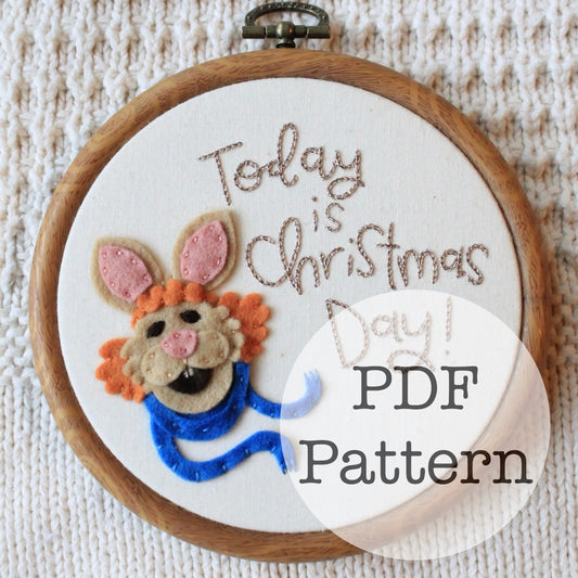 PDF Embroidery Pattern: Bean Bunny, Muppet Christmas Carol