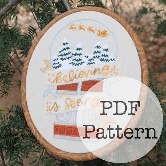 PDF Embroidery Pattern: Believing is Seeing Snowglobe, The Santa Clause