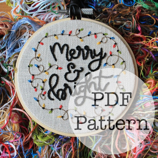 PDF Embroidery Pattern: Merry and Bright, Christmas Lights