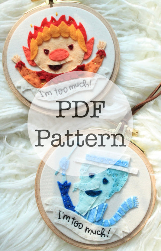 PDF Embroidery Pattern: Miser Brothers, I'm Too Much, Claymation