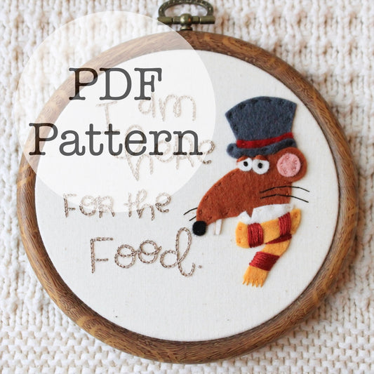 PDF Embroidery Pattern: Here For the Food Rizzo, Muppet Christmas Carol