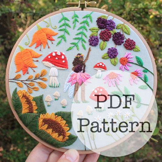 PDF Embroidery Pattern: Fairy Garden