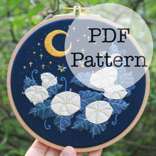 PDF Embroidery Pattern: Night Flowers, Moonflower