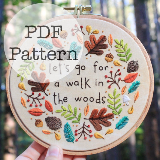 PDF Embroidery Pattern: Walk in the Woods