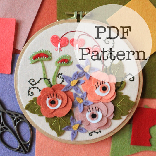 PDF Embroidery Pattern: Spooky Felt Bouquet