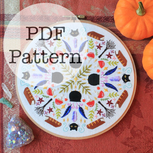 PDF Embroidery Pattern: Witchy Mandala, Halloween