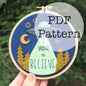 PDF Embroidery Pattern: I Want to Believe UFO, X-Files
